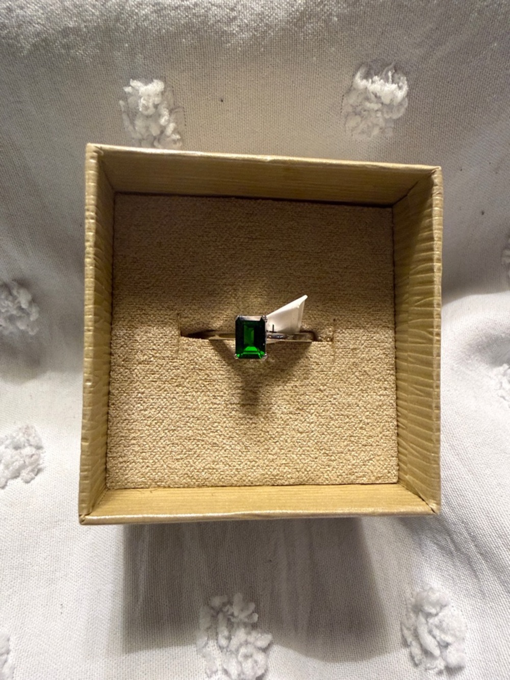 JTV - NWT - Size 8 - Emerald Green Square-Cut Sterling Ring
